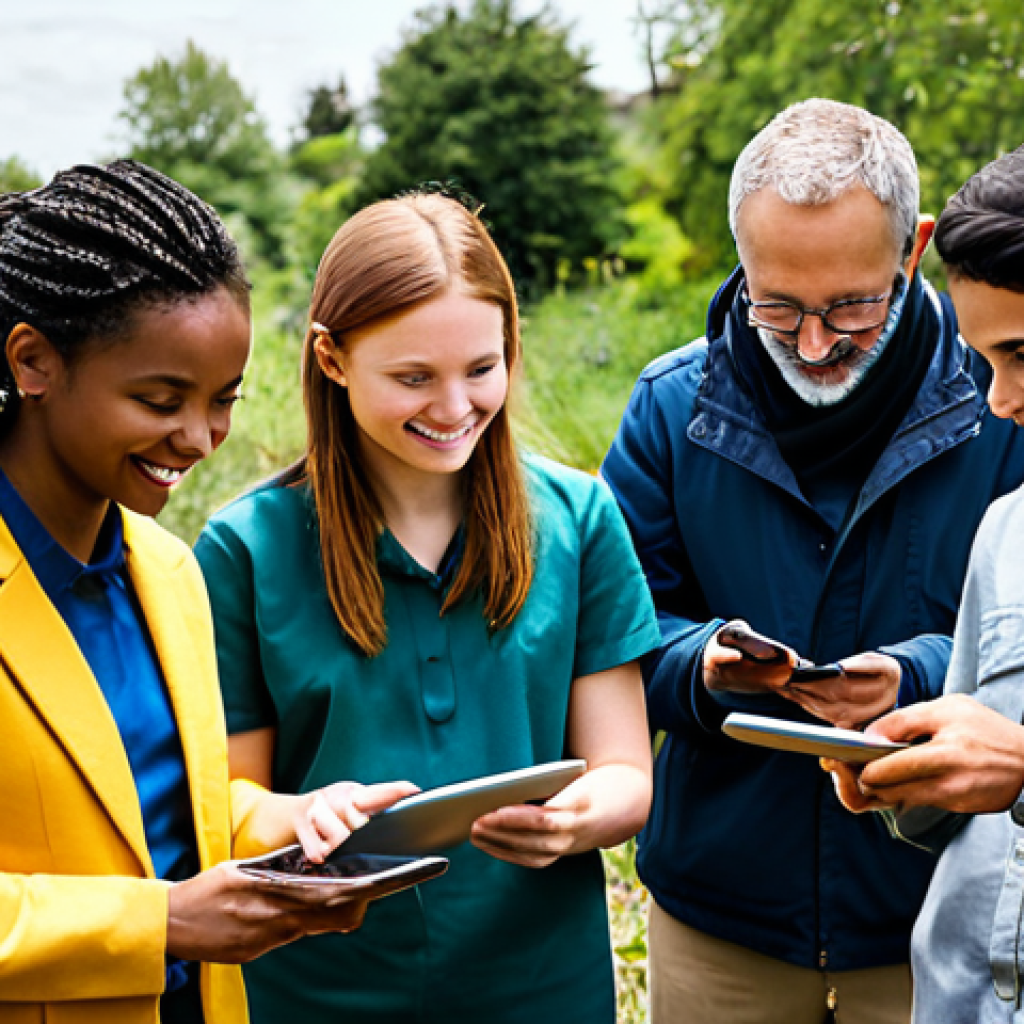 Ethical Data Collection**
"A diverse group of people, fully clothed in everyday attire, participating in a community science project outdoors, using tablets to record observations; focus on teamwork, collaboration, and responsible data collection; bright daylight, friendly atmosphere, safe for work, appropriate content, professional, modest, perfect anatomy, natural proportions, well-formed hands, proper finger count."
**