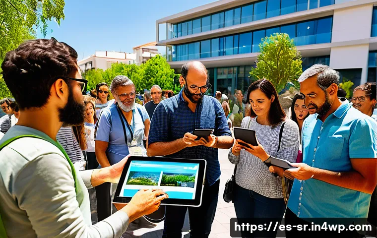 시민과학 프로젝트의 성공 전략 - A vibrant community workshop scene in a modern urban setting in Spain, featuring diverse participant...